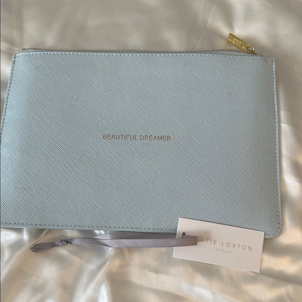 Katie Loxton Perfect Pouch - Beautiful Dreamer - NEW - Pale Gray / Light Blue